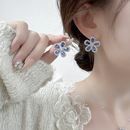 Blue or Pink Floral Copper Necklace and Earring Set