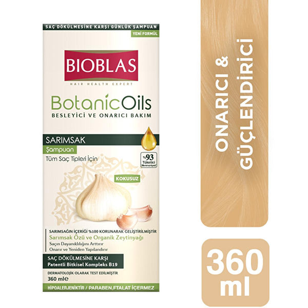 Bioblas Botanic Oils Garlic Shampoo - Nourishing, Paraben-Free, Organic Hair Care for Hair Loss - 12.18 fl oz