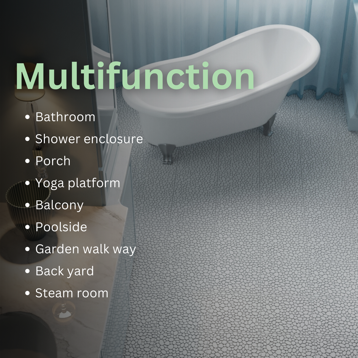 Pebble Stone Pattern 12x12 in. Gray Interlocking Deck Tiles Waterproof Plastic