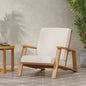 Outdoor Lounge Chair Adirondack Acacia Wood Beige Cushion 400 LB