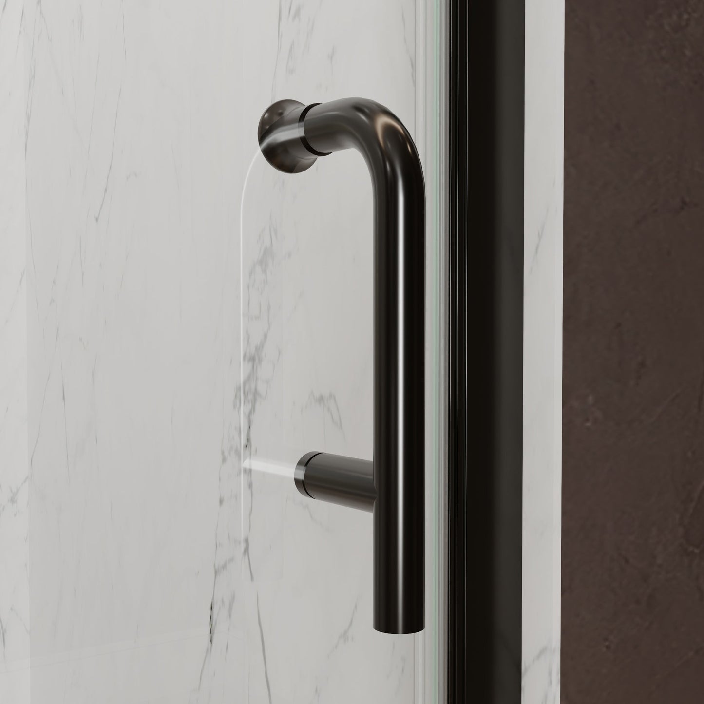 34-36 in. W x 72 in. H Pivot Frameless Shower Door, Matte Black, 1/4in Glass