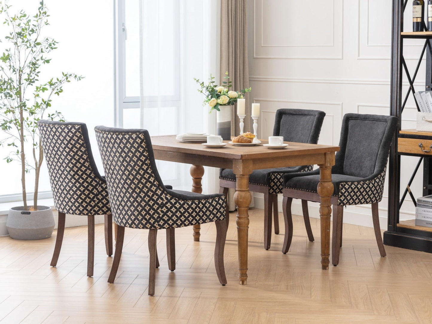 Ultra Side Dining Chair, Thickened fabric chairs with neutrally toned solid