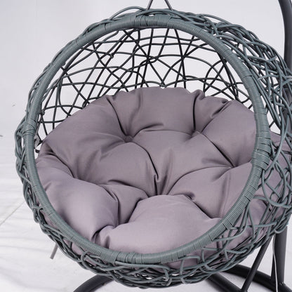 Cat Swing Bed with Stand and Cushion, Rattan Wicker Egg Chair Style, Gray