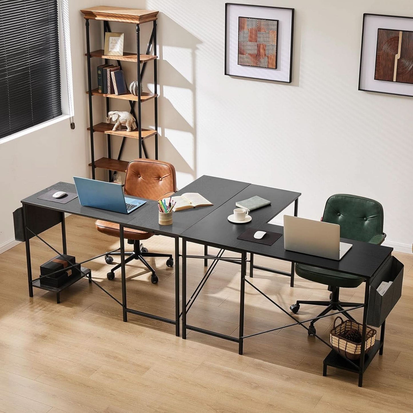 L Shaped Computer Desk 50 Inch Black Corner Home Office