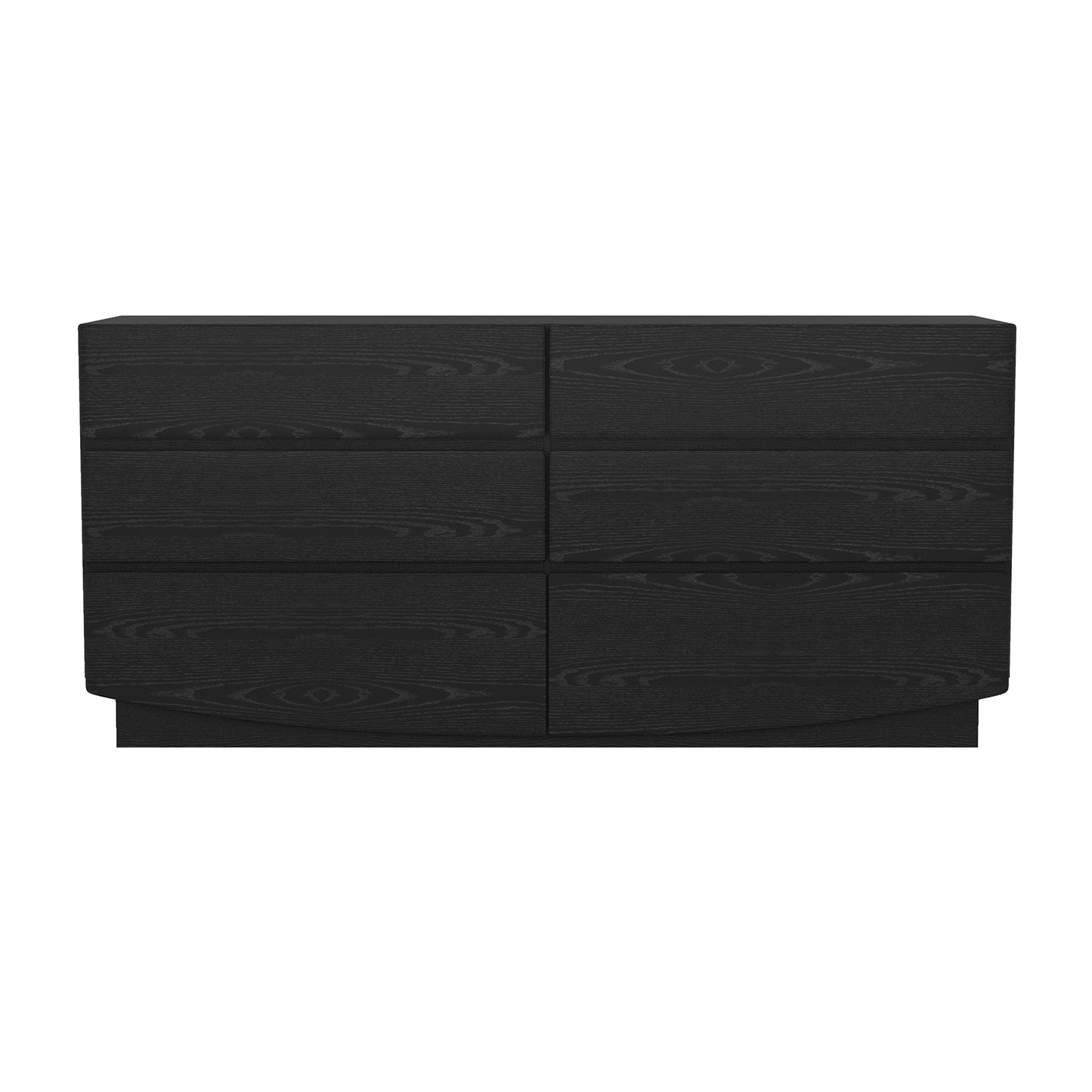 Dresser Minimalist 6-Drawer Black MDF Handleless 72x20x33.1 In