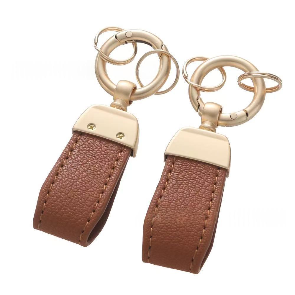 Solid-color Mini Goat-skin Leather Keychain