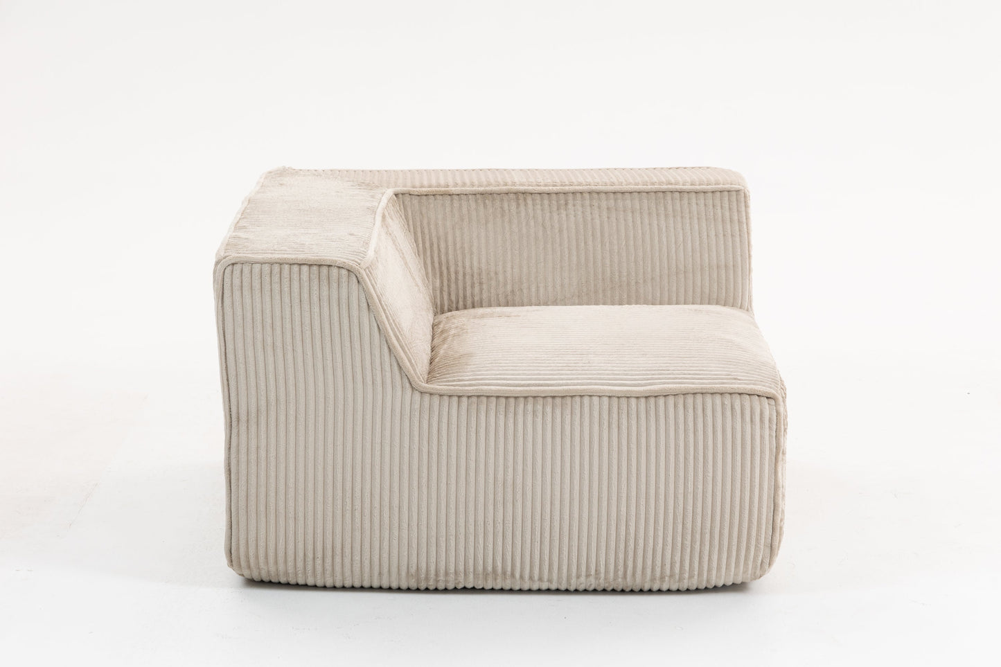 Minimalist Corduroy Sectional Sofa Beige 3-Seat 111