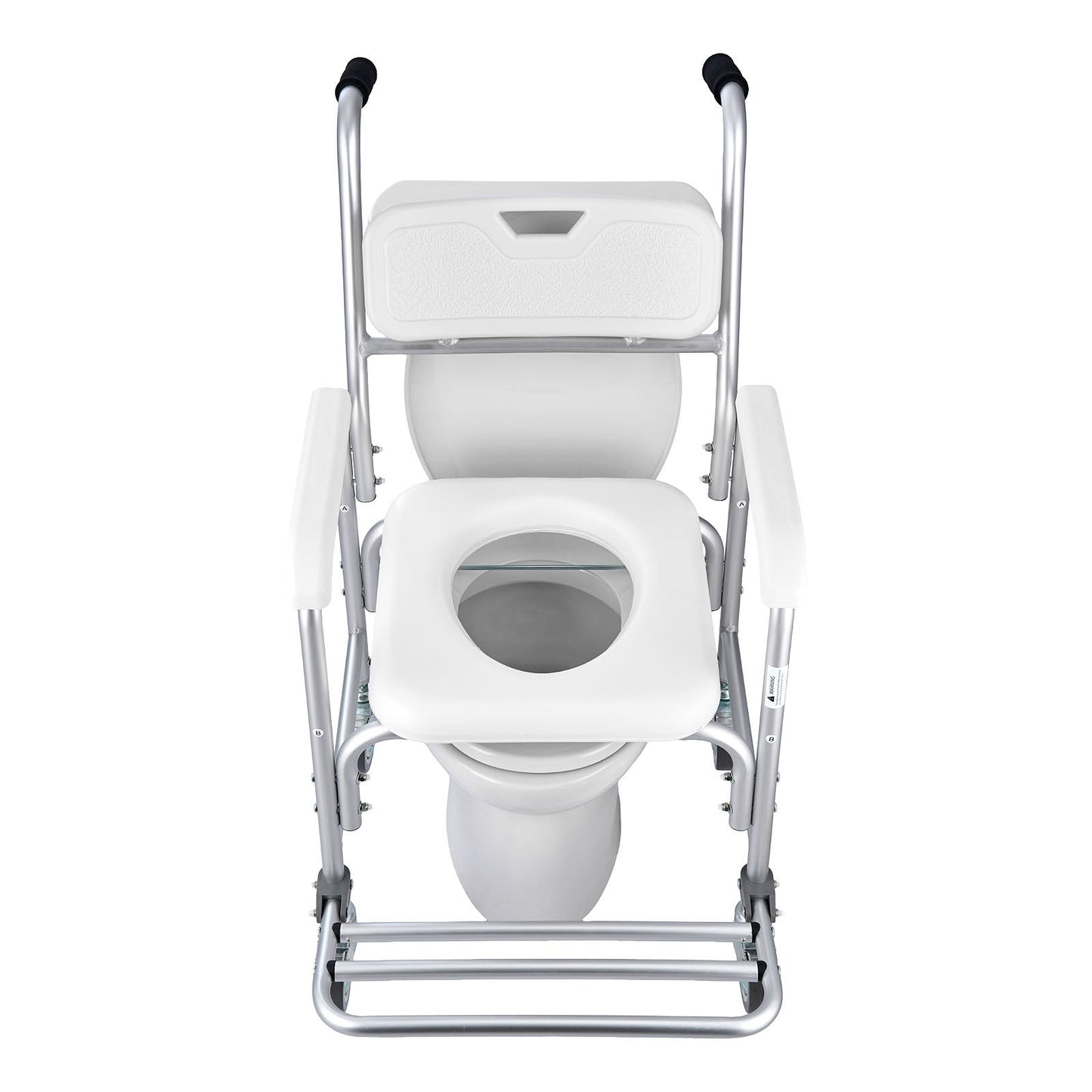 Commode Chair 4-Wheel 4-in-1 Aluminum 350 LB Rolling Lockable Padded Seat