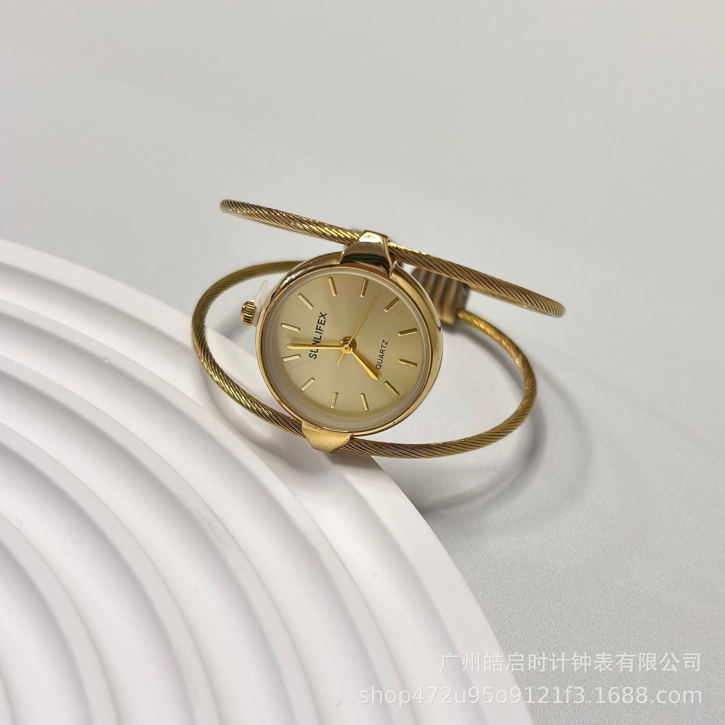Womens Minimalist Open Bangle Watch