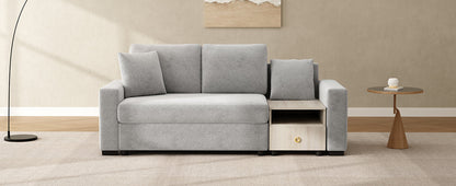 Sofa Modular Chenille Gray 2 Seat Center Console Storage Armrests 79 In
