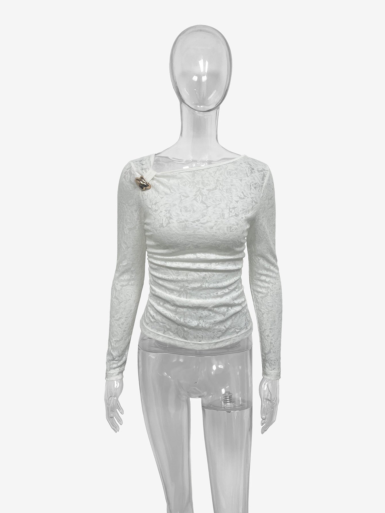 New Womens Versatile Long-sleeve Top With An Irregular Sheer Design