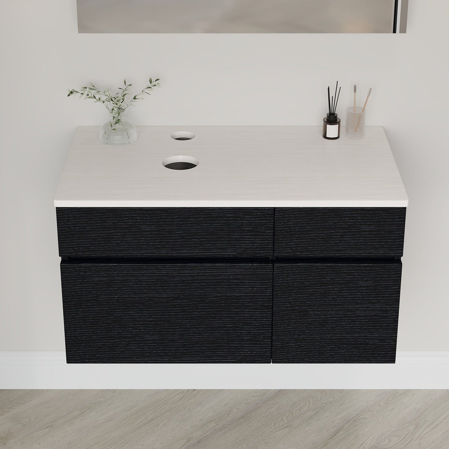 31.5' Modern Wall-Mounted Single Sink Bathroom Vanity Base Only Painted Floating