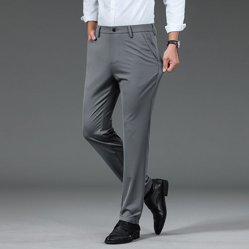 Mens Slim-fit Ice-silk Casual Pants