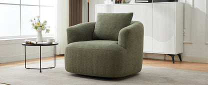 Accent Chair Swivel Barrel Chenille Green 360 Degree Pocket Spring 38 In