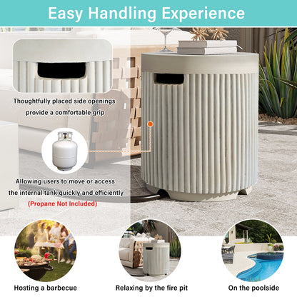 Fire Pit Propane Round MGO 50000 BTU with Tank Cover Table 38.19 In