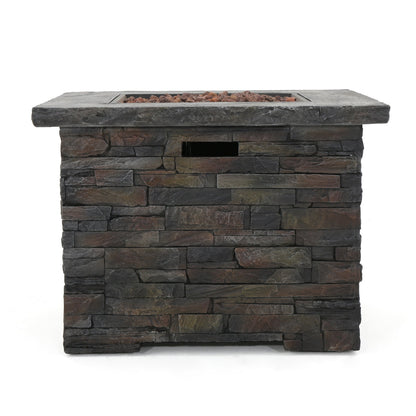 33 in Square MGO Fire Pit 40,000 BTU, Stone Gray Finish with Built-In Tank Space