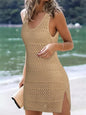 Crochet Knit Cover-Up Dress with Side Slit