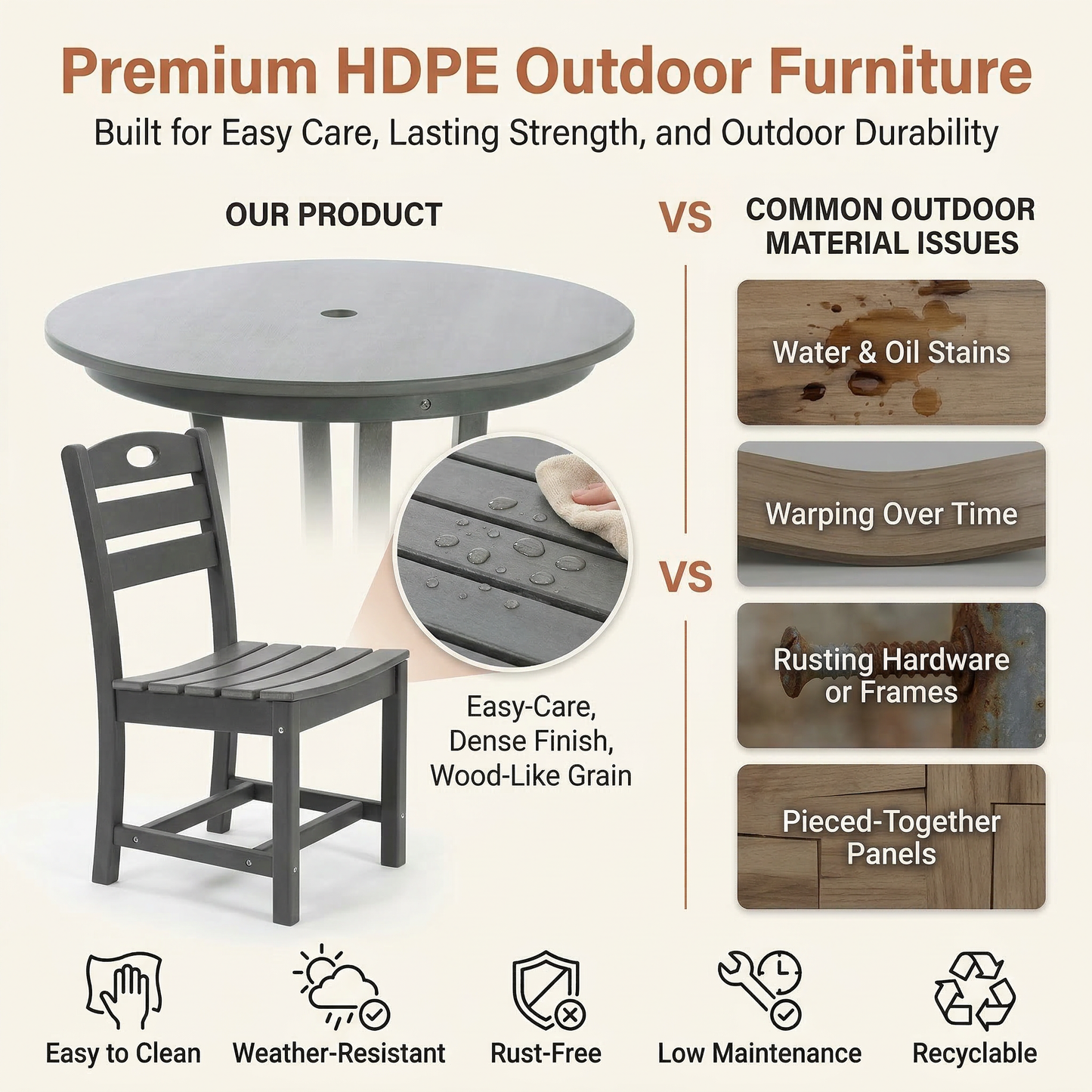 Outdoor Bistro Dining Set Round Table 2 Seat