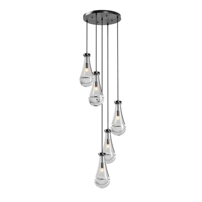 Chandelier 5-Light Cluster Pendant Black High Ceiling Adjustable E12