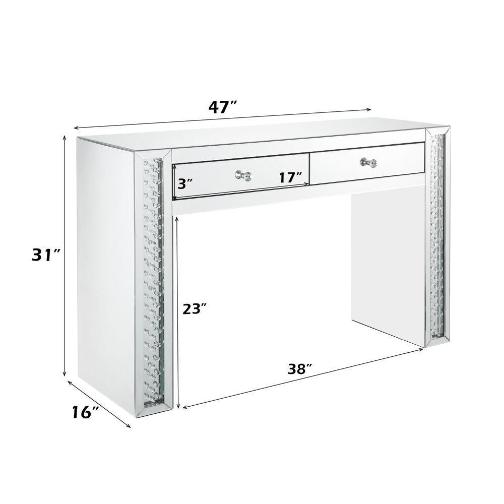 Nysa - Vanity Desk - Mirrored & Faux Crystals