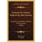 Sermons On Various Subjects By John Pawson: To Which Is Prefixed A Memoir Of The Author (1809) - Paperback