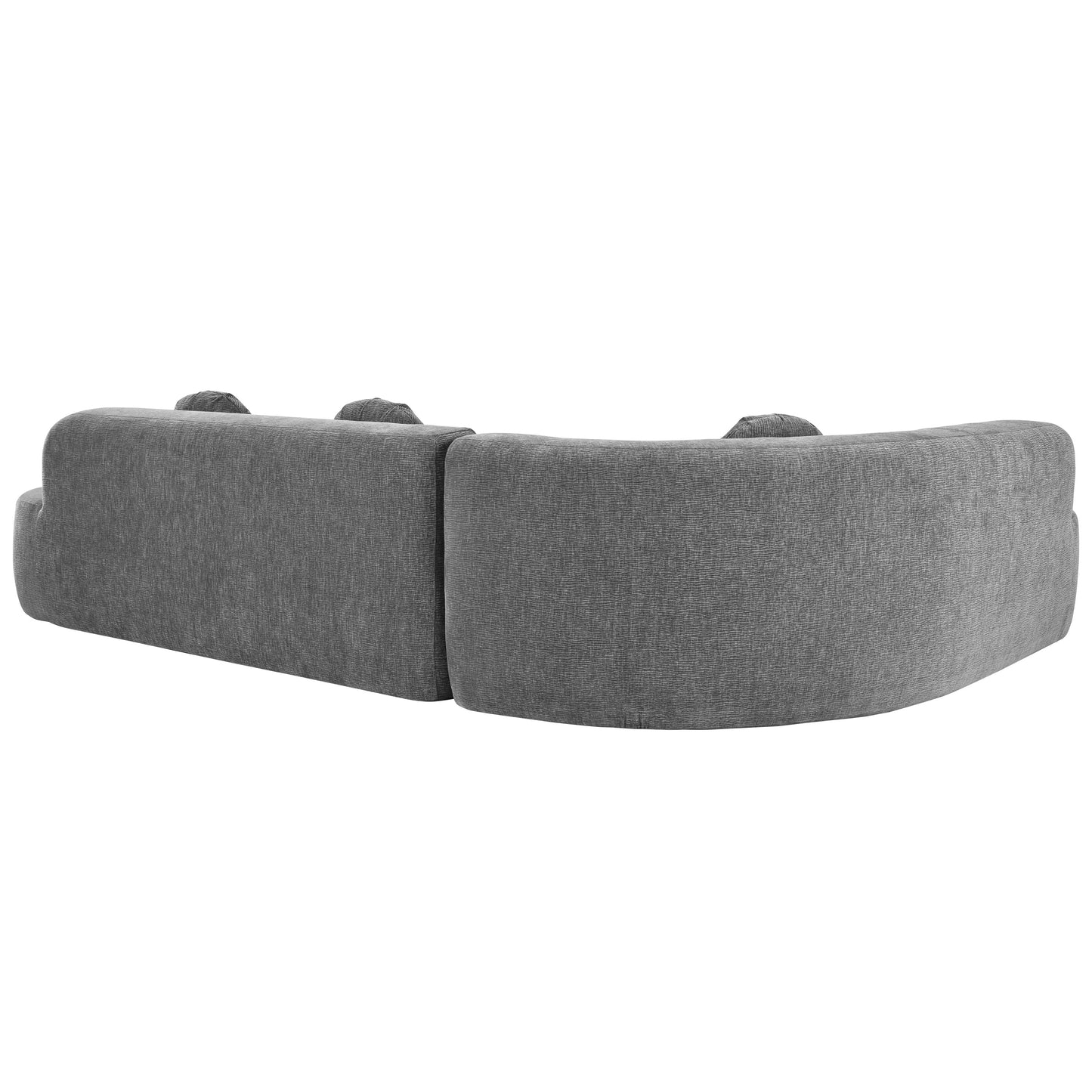 Sectional Sofa Curved Corner Chenille Gray 4 Seat 122 In 3 Pillows