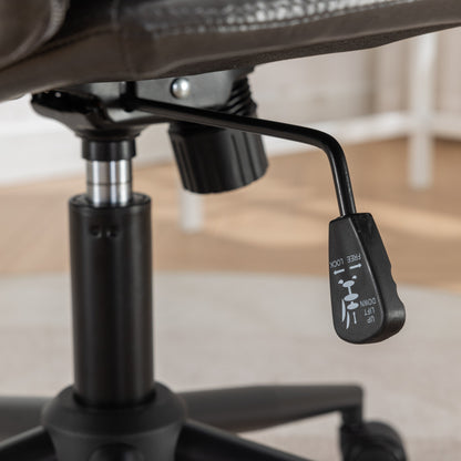 Office Chair Swivel Criss-Cross PU Leather Gray Iron Base Adjustable Height
