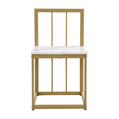 Modern 7-Piece Dining Table Set with Faux Marble Compact 55 In Kitchen Table Set for 6
