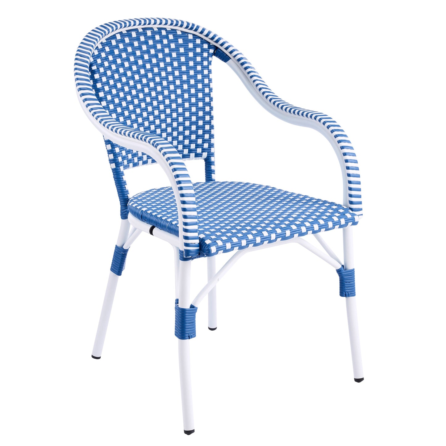 Outdoor Bistro Chairs Patio Dining Chairs Aluminum Frame PP Rattan Armchairs Set of 2