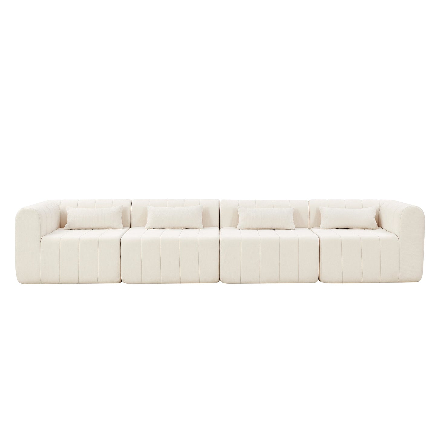 Sectional Sofa Modular Polyester Beige 4 Seat 145 In No Assembly