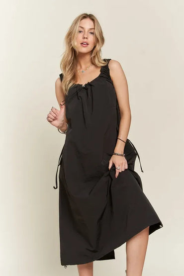 Drawstring Slit Back Cargo Summer Dress For Women – Trendy Utility-Inspired Dress with Adjustable Fit and Slit Back for Casual and Everyday Wear