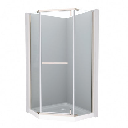 Pivot Shower Door 34.75 x 72 in. Frameless Neo-Angle Chrome, 1/4in Tempered