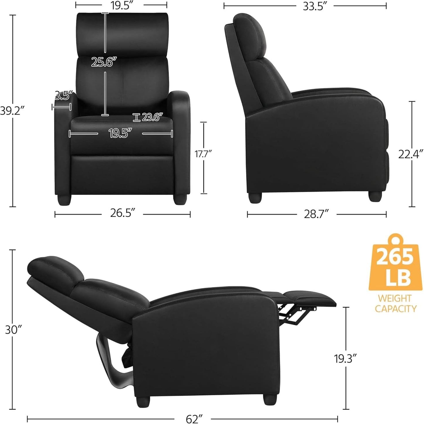 Modern Recliner Sofa With Lumbar Support And Plush Comfort