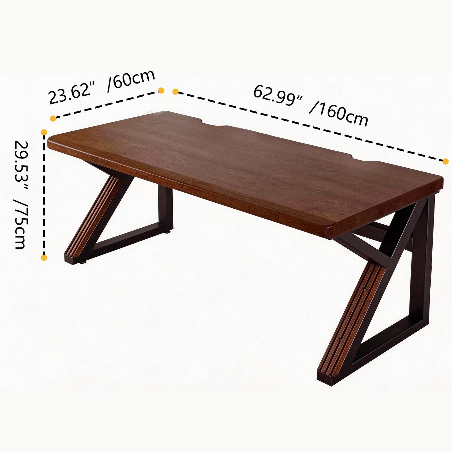 Solid Wood 63-Inch Extra Long Desk,Thickened Desk,Two Person Double Desk for ...