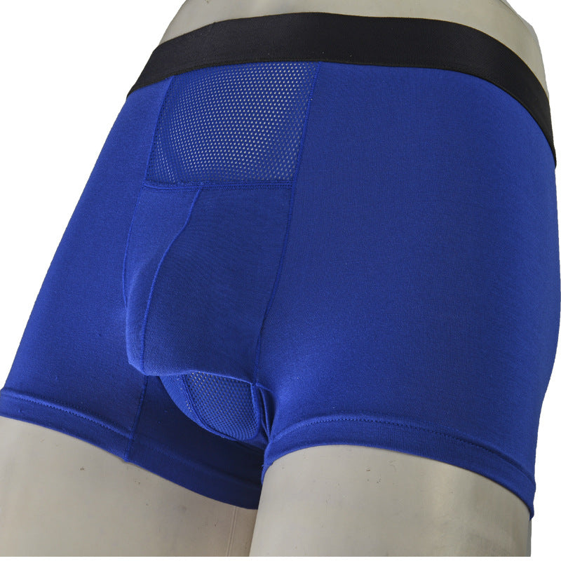 Men's Scrotal-supporting Flat-bottomed Boxer Briefs With Vein Support