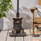 Patio Umbrella Base Bear Shape Concrete Dark Brown 13.5x18 In 56 LB