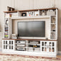 White MDF Glass TV Stand Entertainment Center Wall Unit 80