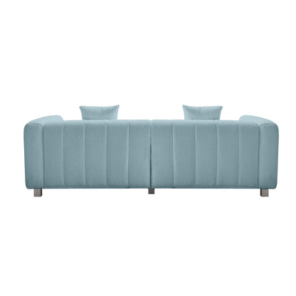 Sofa Modular Velvet Teddy Blue 3 Seat Metal Legs 87 In 750 LB