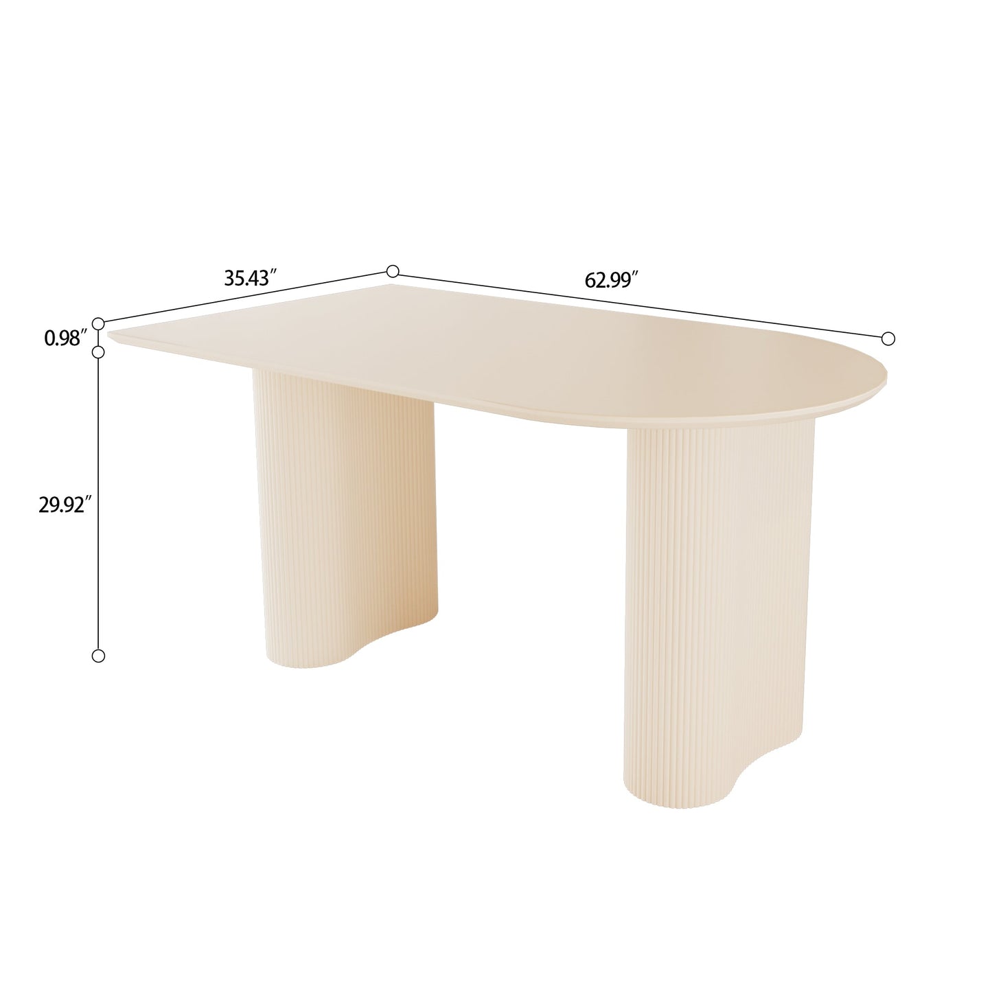 63' medieval modern cream style MDF dining table and beige PU dining chair set,