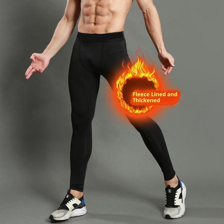 Autumn And Winter Fleece-lined Sports Tights Men
