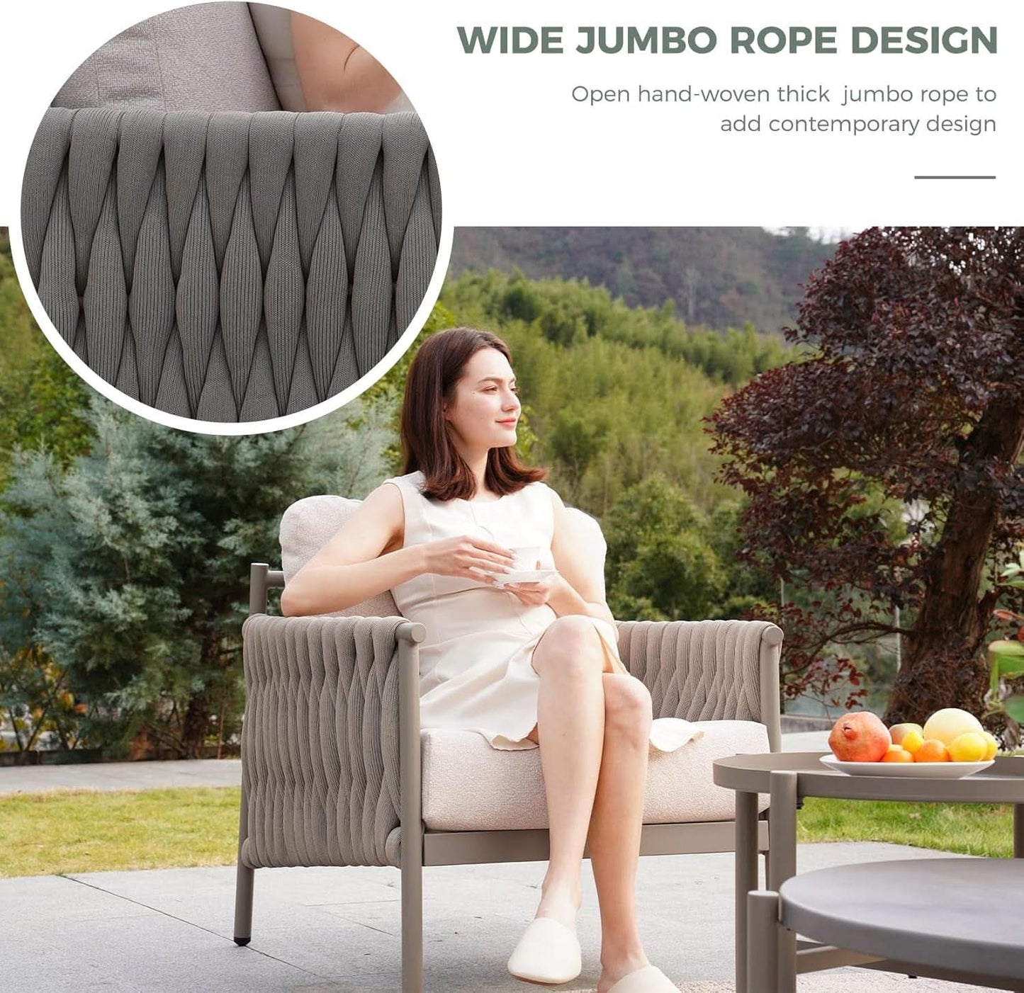 Modern 5-Piece Outdoor Sofa Set with Waterproof Cushions