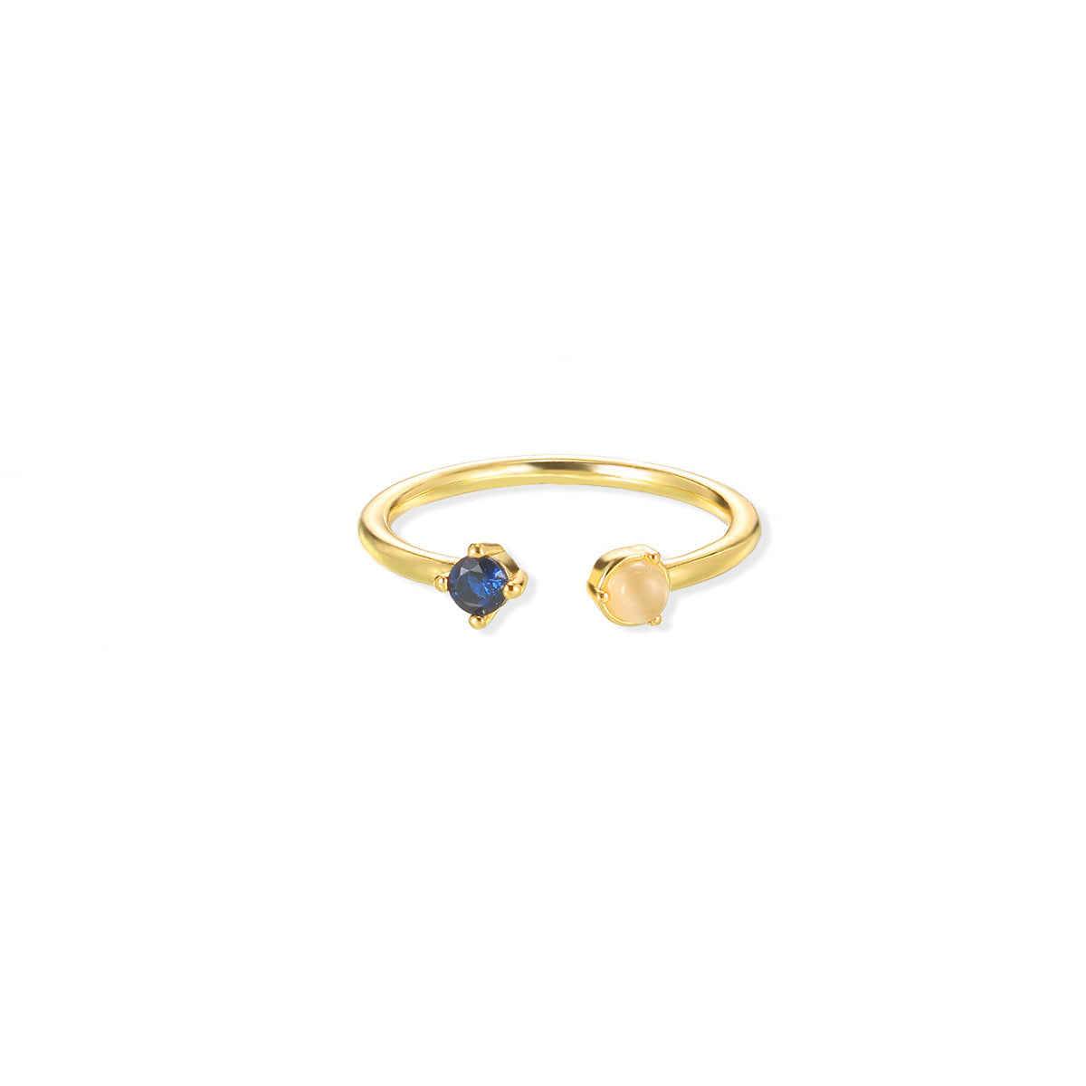 European And American Light-luxury 2-color Birthstone Peach-heart Zircon Stainless Steel 18K Gold-plated Womens Ring