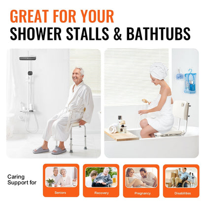 Shower Chair Aluminum 350lb Capacity Adjustable Head Rest
