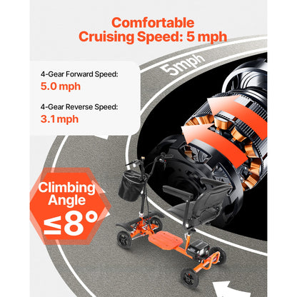 Mobility Scooter 4-Wheel Foldable Carbon Steel Orange 265 LB 48V Battery