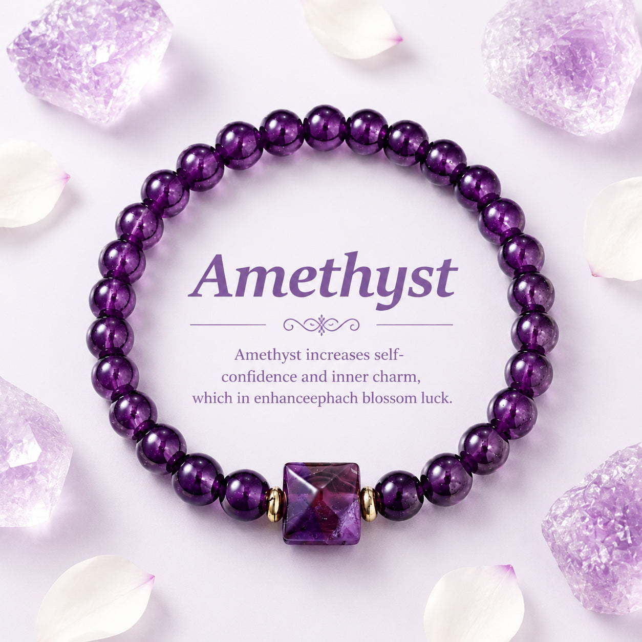 New Womens Amethyst Bead Bracelet
