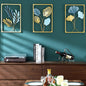 Modern Creative Living Room Sofa With Wrought Iron Wall Hanging On The Background