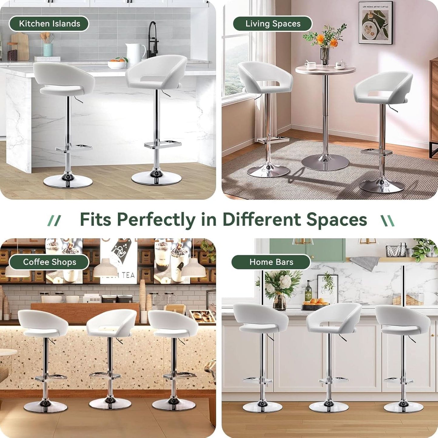Adjustable Swivel Bar Stool with Arms and Footrest