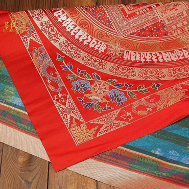 72CM Tibetan Ethnic Style Embroidered Brocade Tablecloth Household Indoor Buddhist Hall Offering Ornaments Religious Article