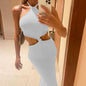 Halterneck Open Back Holiday Cutout Slim Dress