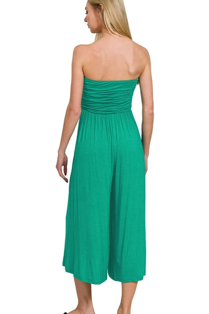 Zenana Double Layered Strapless Tube Top Jumpsuit